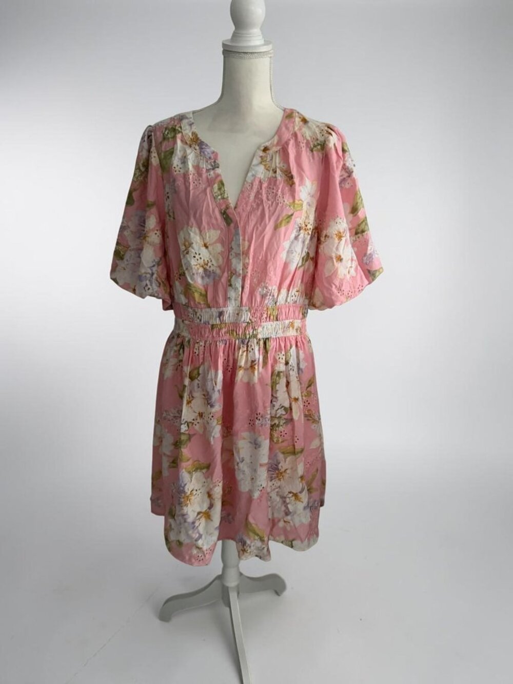 ODDI Pink Floral Short Sleeve Sundress Size 1XL